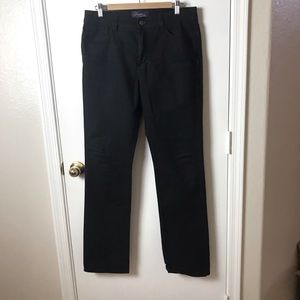 Black denim black/white rhinestone pockets.